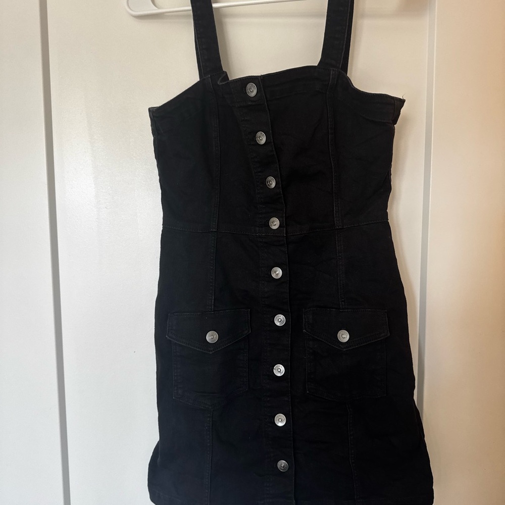 Black Button-Down Denim Dress